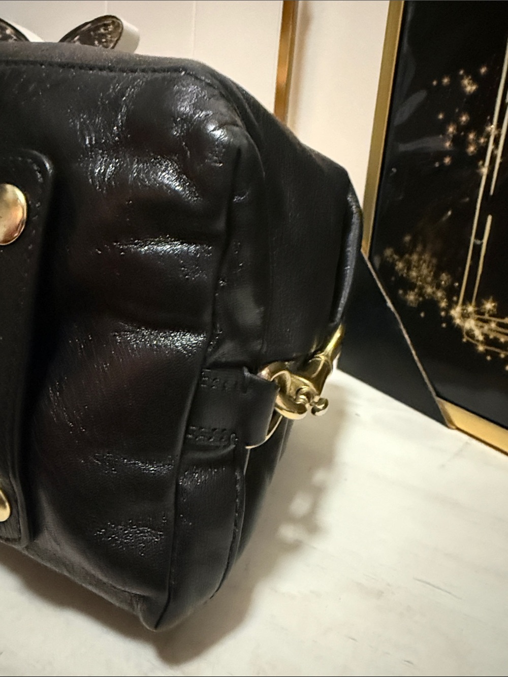Coach Madison Sabrina Black Leather Satchel with Gold Hardware - Picture 12 of 15